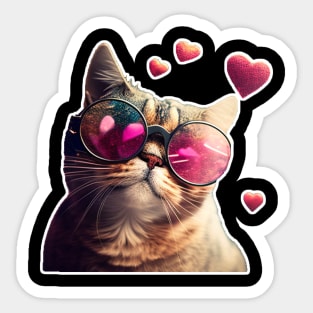 Cats and Hearts: A Valentine's Day Celebration Sticker